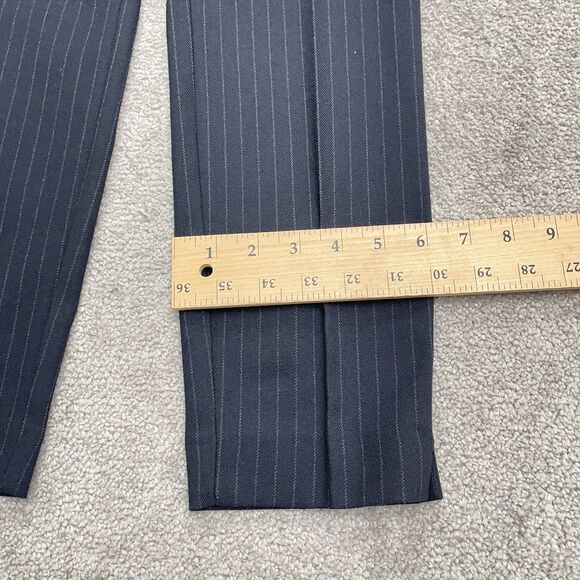Zara Jogger Waist Dress Pants Women Medium Navy Blue Stripe Straight Trouser NWT - Picture 13 of 14